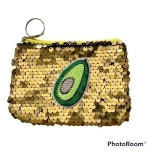 AVOCADO sequin coin keychain purse NEW